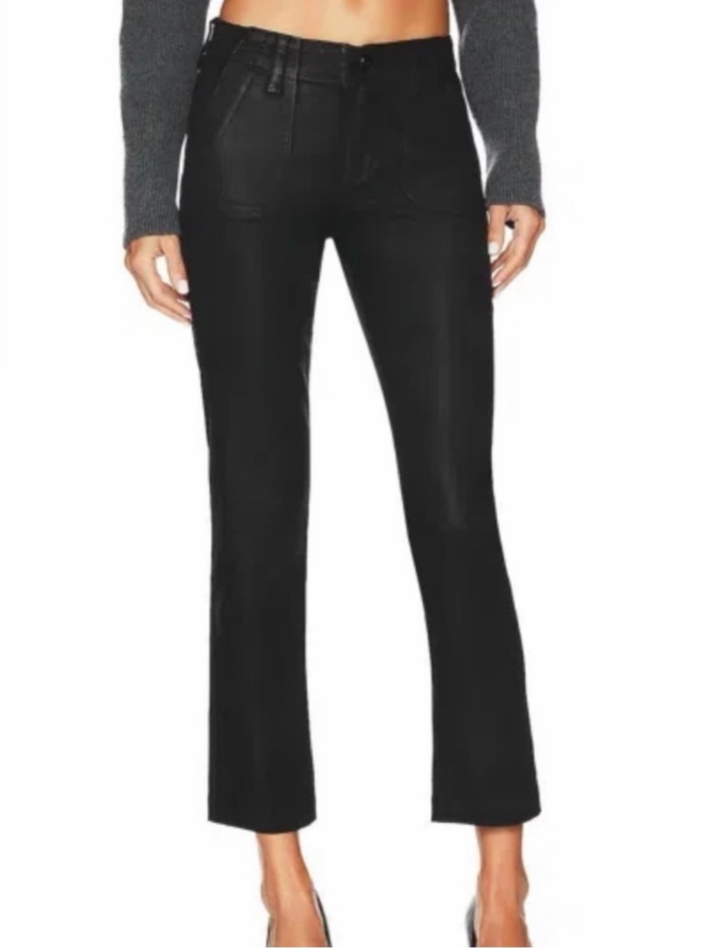 Paige Mayslie Black Coated Straight Leg Jeans Size 28 EUC